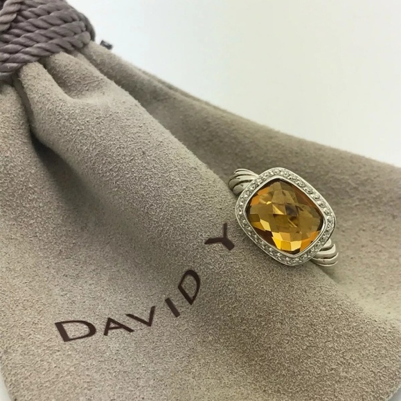 David Yurman Citrine & Diamond ring size 7 - Picture 2 of 5